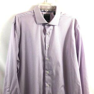 Proper Shirtings Men's Striped Wrinkle Free Casual Dress Shirt 18 34/35 Lavender